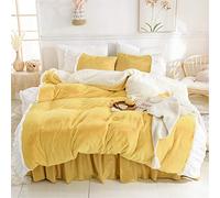 HGJHJJHK Set di Biancheria da Letto con Copripiumino in Pile con Volant, Set di Biancheria da Letto Super Morbido e Caldo con 2 federe per Cuscino in Letto Matrimoniale Singolo Super King,Blue,