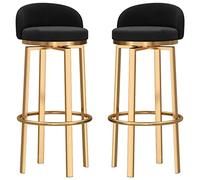 HGJHJJHK Sgabelli da bar Sedie girevoli con schienale in velluto, sgabelli da bar moderni per isola da cucina con poggiapiedi rotondo dorato, 2 pezzi (dimensioni 65 cm, colore: nero) Decoration