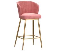 HGJHJJHK Sgabello da bar con schienale imbottito, sgabello da bar in velluto con poggiapiedi in metallo, sedia per ricevimento cucina domestica moderna (dimensioni: 65 cm, colore: rosa) decorazione