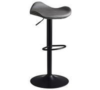 HGJHJJHK Sgabello da bar girevole in pelle con base poggiapiedi in metallo, stile retrò, per saloni di bellezza, cucina, reception, sgabello da bar, regolabile da 55 a 75 cm (colore: grigio