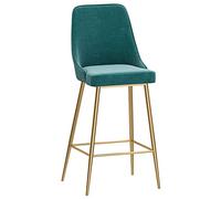 HGJHJJHK Sgabello da bar in metallo, sedia con schienale imbottito in velluto, bancone da cucina a casa, sgabelli da reception con poggiapiedi dorato (dimensioni: 75 cm, colore: verde) decorazione