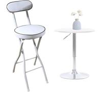 HGJHJJHK Sgabello da bar pieghevole imbottito imbottito, seggiolone rotondo pieghevole, sgabello da banco da cucina con schienale e poggiapiedi, un colore, 65 cm/26 pollici