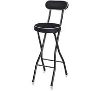 HGJHJJHK Sgabello da bar portatile con schienale e poggiapiedi, sedia pieghevole per altezza da banco con telaio in acciaio per la colazione della cucina di casa, 2 pc neri, 65 cm/26 pollici