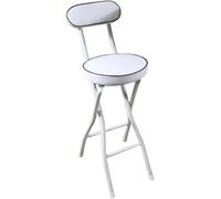 HGJHJJHK Sgabello da bar portatile con schienale e poggiapiedi, sedia pieghevole per altezza da banco con telaio in acciaio per la colazione della cucina di casa, 1 pc bianca, 60 cm/24 pollici