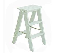 HGJHJJHK Sgabello pieghevole in legno massello, sgabello multifunzione a 3 gradini, scala mobile per interni (colore: bianco)