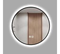 HGJHJJHK Specchio della Stanza a LED Rotondo, Specchio Ti-Fog Montato a Parete, luminosità Regolabile, Luce Bianca/Luce Calda, Cornice Nera, 50 cm / 60 cm / 70 cm, Luce Bianca, 60 cm / 24 Pollici