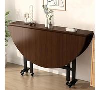 HGJHJJHK Tavolo da cucina a foglia rotonda pieghevole su ruote - scrivania versatile per ufficio da pranzo - tavolo da pranzo di estensione a risparmio spaziale, marrone, 120 cm/47.2in