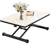 HGJHJJHK Tavolo da pranzo convertibile con tavolo da tavolo in legno pieghevole in altezza regolabile e gambe in metallo robuste, B, 90 * 60 * 10-71 cm
