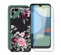 HGJTF Cover per Fairphone 4 (6.3") con 2 Pezzi Pellicola Vetro Temperato, Ultra Sottile Morbido Silicone Case Anti-Graffio Telefono Custodia per Fairphone 4 - Rosa Rossa