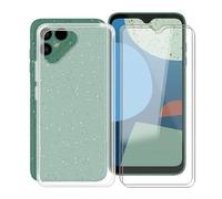 HGJTF Cover per Fairphone 4 (6.3") con 2 Pezzi Vetro Temperato Pellicola, Ultra Sottile Anti-Giallo Morbida TPU Silicone Anti Graffio Custodie per Fairphone 4 - Translucent