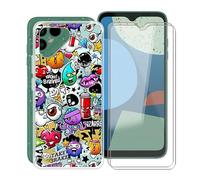 HGJTF Cover per Fairphone 4 (6.3") con 2 Pezzi Vetro Temperato Pellicola, Ultra Sottile Anti-Giallo Morbida TPU Silicone Anti Graffio Custodie per Fairphone 4 - Cartone Animato