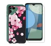 HGJTF Cover per Fairphone 4 (6.3") con Pellicola Vetro Temperato, Custodia per Telefono in Silicone Antiurto Ultra Sottile in Morbido TPU per Fairphone 4 - Fiore di pesco