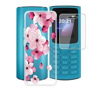 HGJTF Cover per Nokia 105 4G 2023 (1.8") con 1 Pezzi Pellicola Vetro temperato, Custodia Protettiva in TPU in Silicone Ultra Morbido Clear Antiurto per Nokia 105 4G 2023 - Fiore di pesco