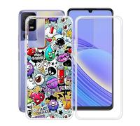 HGJTF Cover per TCL 406 (6.6"), 2 Pezzi Ultra-Sottile Anti Graffio Silicone Case Morbida TPU Bumper Antiurto Custodia per TCL 406 - Trasparente + Motivo