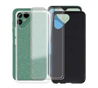 HGJTF Custodia per Fairphone 4 (6.3"), Nero + Trasparente con 2 X Pellicola Vetro Temperato, Ultra Sottile Morbida TPU Protettiva Case Anti-Caduta Silicone Cover per Fairphone 4
