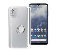 HGJTF Custodia per Nokia G60 (6.58 pollici), con Rotazione 360° Supporto Anello Metallico, Ultra Sottile Trasparente Antigraffio Morbida Silicone TPU Bumper Custodie Cover per Nokia G60