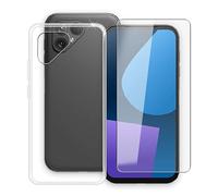 HGJTF per Fairphone 5 Cover + Vetro Temperato Pellicola (6.46"), Ultrasottile Silicone Morbido Antiurto Trasparente Protettiva Custodia per Fairphone 5 - Trasparente