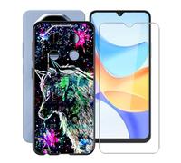 HGJTFANY Cover per Blackview Shark 6 + Pellicola in Vetro Temperato (6.88"), Custodia Protettiva Antiurto e AntiGraffio, Morbido TPU Bumper Phone Case per Blackview Shark 6 - Lupo Punk