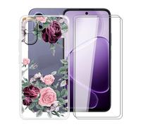 HGJTFANY Cover per Oppo A6k (6.75") con 2 Pack Pellicola Vetro Temperato, Silicone Morbido Ultrasottile Antigraffio Trasparente Custodia per Oppo A6k - YQ12