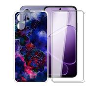 HGJTFANY Cover per Oppo A6k (6.75") con 2 Pack Pellicola Vetro Temperato, Silicone Morbido Ultrasottile Antigraffio Trasparente Custodia per Oppo A6k - XT114