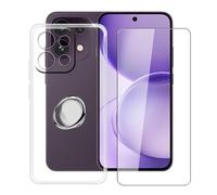 HGJTFANY Cover per Oppo Reno16 FScon Vetro Temperato, Supporto Anello | Pellicola Protettiva, Rotazione 360° Anello, Morbida TPU Antiurto Custodia per Oppo Reno16 FS (6.57 pollici)
