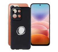 HGJTFANY Cover per TCL 305 con Supporto Anello - Nero | con Rotazione 360° Supporto Anello, Ultra Sottile Antiurto Morbida TPU Bumper Custodia per TCL 305 6.52 IN