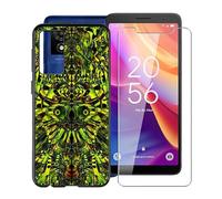HGJTFANY Cover per TCL 501 T433D T433D + Pellicola in Vetro Temperato (6.0"), Custodia Protettiva Antiurto e Antigraffio, Morbido TPU Bumper Phone Case per TCL 501 T433D T433D - Folletto Verde