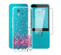 HGJTFANY Custodia per Nokia 235 4G 2024 (2.8") + Pellicola in Vetro Temperato, Ultrasottile Morbido TPU Bumper Protettiva Case, Clear Antigraffio Cover per Nokia 235 4G 2024 - Cuore rosso