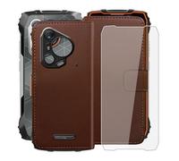 HGJTFANY Custodia + Vetro Temperato per Blackview BL7000 (6.78"), 9H Durezza Pellicola Protettiva, Classico Flip Protezione Cover Funzione staffa Portafoglio Case - Brown