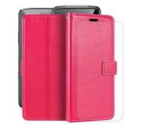 HGJTFANY Custodia + Vetro Temperato per Crosscall Stellar-M6E (6.10"), 9H Durezza Pellicola Protettiva, Classico Flip Protezione Cover Funzione staffa Portafoglio Case - RosRed