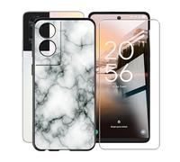 HGJTFANY Custodia + Vetro Temperato per TCL 40 NxtPaper (6.78"), Ultra Sottile Nero Morbido TPU Silicone Bumper Case Cover con Pellicola Protettiva per TCL 40 NxtPaper - Marmo