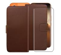 HGJTFANY Custodia + Vetro Temperato per Tecno Camon 50 Ultra (6.78"), 9H Durezza Pellicola Protettiva, Classico Flip Protezione Cover Funzione staffa Portafoglio Case - Brown