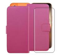 HGJTFANY Custodia + Vetro Temperato per Tecno Camon 50 Ultra (6.78"), 9H Durezza Pellicola Protettiva, Classico Flip Protezione Cover Funzione staffa Portafoglio Case - RosRed