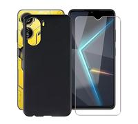 HGJTFANY Custodia + Vetro Temperato per ZTE nubia Neo 5G (6.6"), Ultra Sottile Nero Morbido TPU Silicone Bumper Case Cover con Pellicola Protettiva per ZTE nubia Neo 5G - Nero