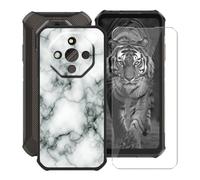 HGJTFANY Handyhülle für Ulefone Armor X16 (6.56") mit Gehärtetem Glasfolie, Schwarz Weiche Silikon Stoßfeste Hülle Cover, Anti-Kratzer TPU Schutzhülle für Ulefone Armor X16 - Marmor