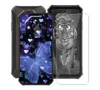 HGJTFANY Handyhülle für Ulefone Armor X16 (6.56") mit Gehärtetem Glasfolie, Schwarz Weiche Silikon Stoßfeste Hülle Cover, Anti-Kratzer TPU Schutzhülle für Ulefone Armor X16 - XT149