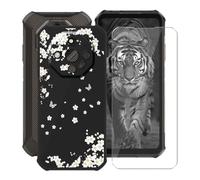 HGJTFANY Handyhülle für Ulefone Armor X16 (6.56") mit Gehärtetem Glasfolie, Schwarz Weiche Silikon Stoßfeste Hülle Cover, Anti-Kratzer TPU Schutzhülle für Ulefone Armor X16 - Verstreut