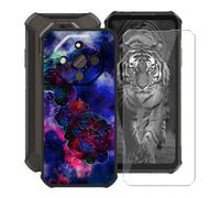 HGJTFANY Handyhülle für Ulefone Armor X16 (6.56") mit Gehärtetem Glasfolie, Schwarz Weiche Silikon Stoßfeste Hülle Cover, Anti-Kratzer TPU Schutzhülle für Ulefone Armor X16 - Rosenwolke
