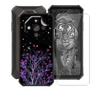 HGJTFANY Handyhülle für Ulefone Armor X16 (6.56") mit Gehärtetem Glasfolie, Schwarz Weiche Silikon Stoßfeste Hülle Cover, Anti-Kratzer TPU Schutzhülle für Ulefone Armor X16 - Lila Nacht