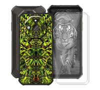HGJTFANY Handyhülle mit 2 Stück Gehärtetem Glasfolie für Ulefone Armor X16 (6.56"), Schwarz Silikon TPU Stoßfest Schutzhülle Case, FallSchutz Schale Hülle für Ulefone Armor X16 - Grüner Kobold