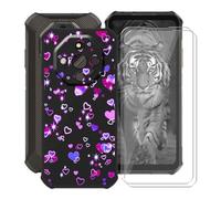HGJTFANY Handyhülle mit 2 Stück Gehärtetem Glasfolie für Ulefone Armor X16 (6.56"), Schwarz Silikon TPU Stoßfest Schutzhülle Case, FallSchutz Schale Hülle für Ulefone Armor X16 - Liebesblasen