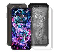 HGJTFANY Handyhülle mit 2 Stück Gehärtetem Glasfolie für Ulefone Armor X16 (6.56"), Schwarz Silikon TPU Stoßfest Schutzhülle Case, FallSchutz Schale Hülle für Ulefone Armor X16 - Lebhaft