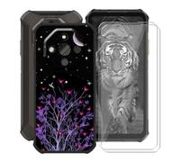 HGJTFANY Handyhülle mit 2 Stück Gehärtetem Glasfolie für Ulefone Armor X16 (6.56"), Schwarz Silikon TPU Stoßfest Schutzhülle Case, FallSchutz Schale Hülle für Ulefone Armor X16 - Lila Nacht