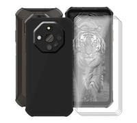 HGJTFANY Schwarz Silikon Bumper Hülle für Ulefone Armor X16 + 4 Stücks Schutzfolie, Weiche TPU Stoßfest Schutzhülle Case + HD Gehärtetem Glasfolie für Ulefone Armor X16 (6.56")