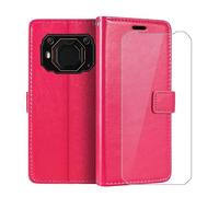 HGJTFANY Supporto Cover per Blackview BV6200 PRO (6.56") con Vetro Temperato Pellicola Protettiva, Custodia a Portafoglio Flip, Custodia Foderata in Morbido TPU per Blackview BV6200 PRO - RosRed