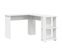 HGKMBRY Scrivania angolare bianca, 140 x 113,5 x 75 cm, in legno con ripiani, per casa e ufficio