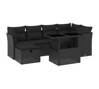 HGKMBRY Set di 7 divani da giardino in polyrattan con cuscini, design modulare nero, piano del tavolo regolabile, rivestimenti rimovibili per giardino, terrazza