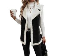 HGKPFGTG Gilet In Pile Sherpa da Donna Autunno Inverno Senza Maniche Casual Con Un Bottone Giacca Lunga Comoda e Calda,Nero,L