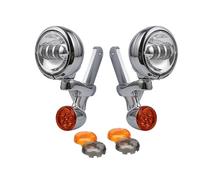 Hgkqbomb Faretto Ausiliario A LED DRL Da 4,5" Per Luci Sorpasso Staffe Per Fendinebbia Per Veicoli Da Turismo Per Strada Per Indicatori Direzione King Faro Anteriore(B chrome set)