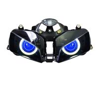 Hgkqbomb Faro Anteriore A LED Angel Eye Personalizzato Per Moto Proiettore HID Gruppo Ottico Anteriore A LED Per CBR600RR 2003-2006 Faro Anteriore(White Blue)